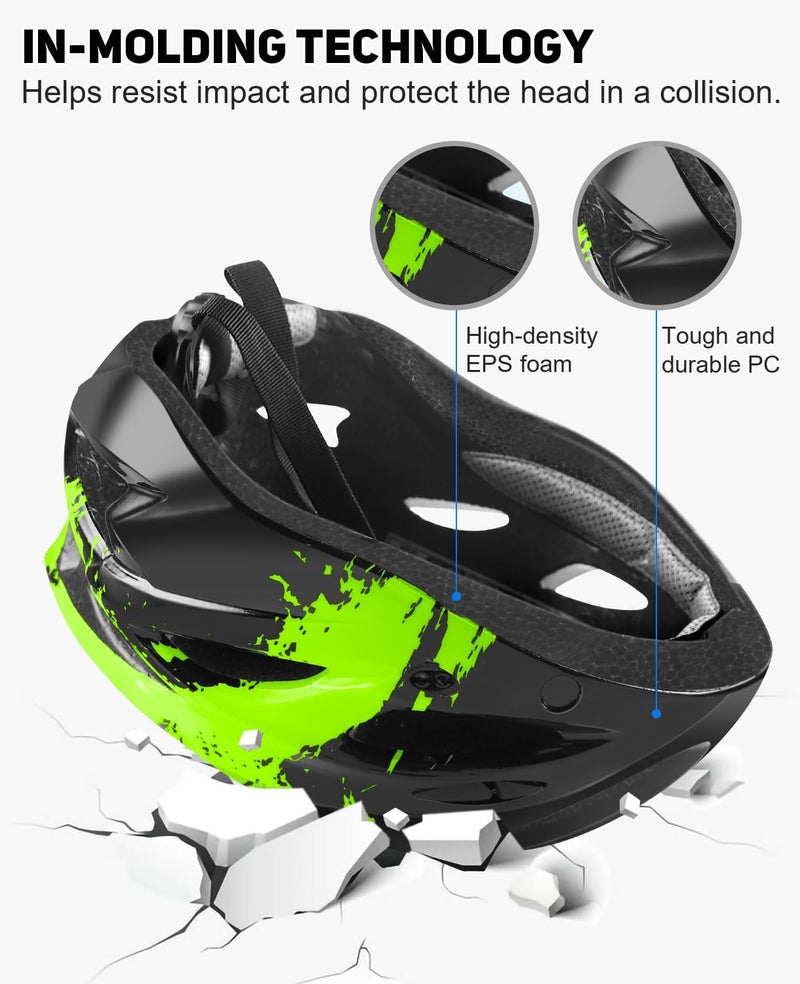 TADPOLE Bike Helmet with USB Rechargeable LED Light Detachable Goggles and Sun Visor, Mountain & Road Bicycle Helmets for Men Women Adult Cycling Helmets - Image 5